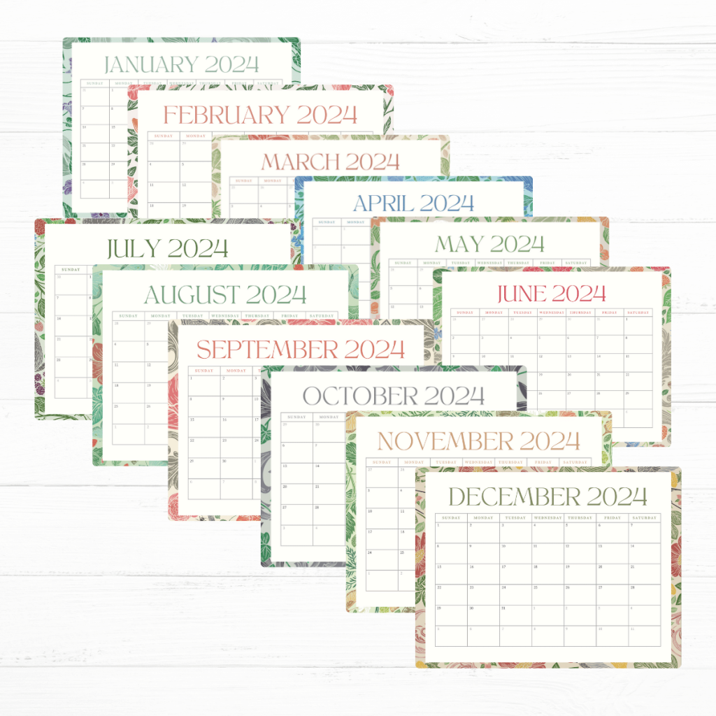 Free Printable Floral Calendar for 2024 - Monthly Layout - Milk Glass Home & Kitchen free-printable-floral-calendar-for-2024-monthly-layout-milk-glass-home-kitchen