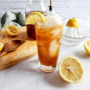 glass of brown sugar lemonade.
