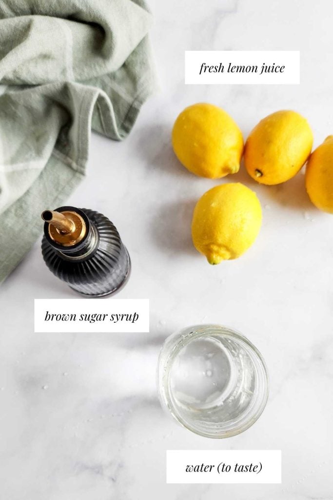 ingredients to make lemonade with brown sugar.