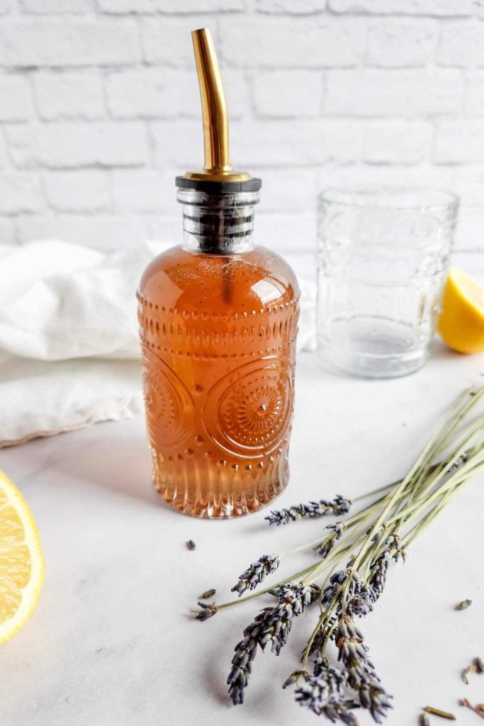 closeup lavender simple syrup.