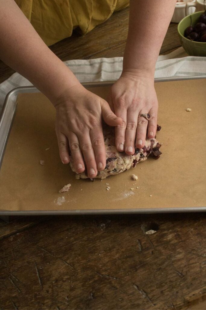 forming scone dough patty.