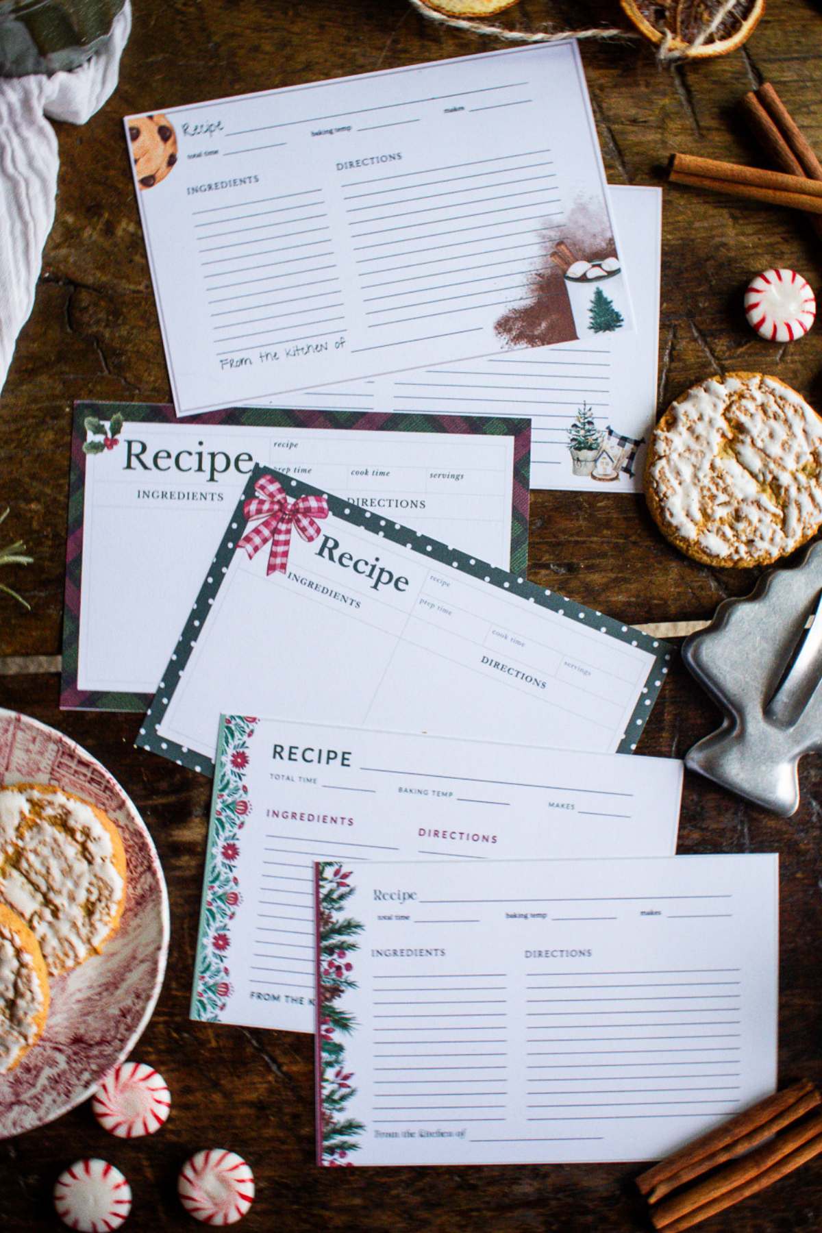 Free Christmas Recipe Card Templates {6 Holiday Designs}
