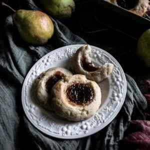 white plate with homemade pear butter cookies.