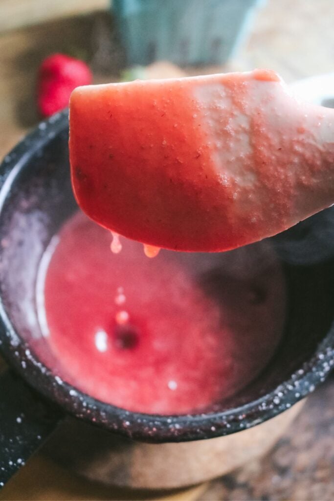 what the strawberry sugar mixture should look like when done.