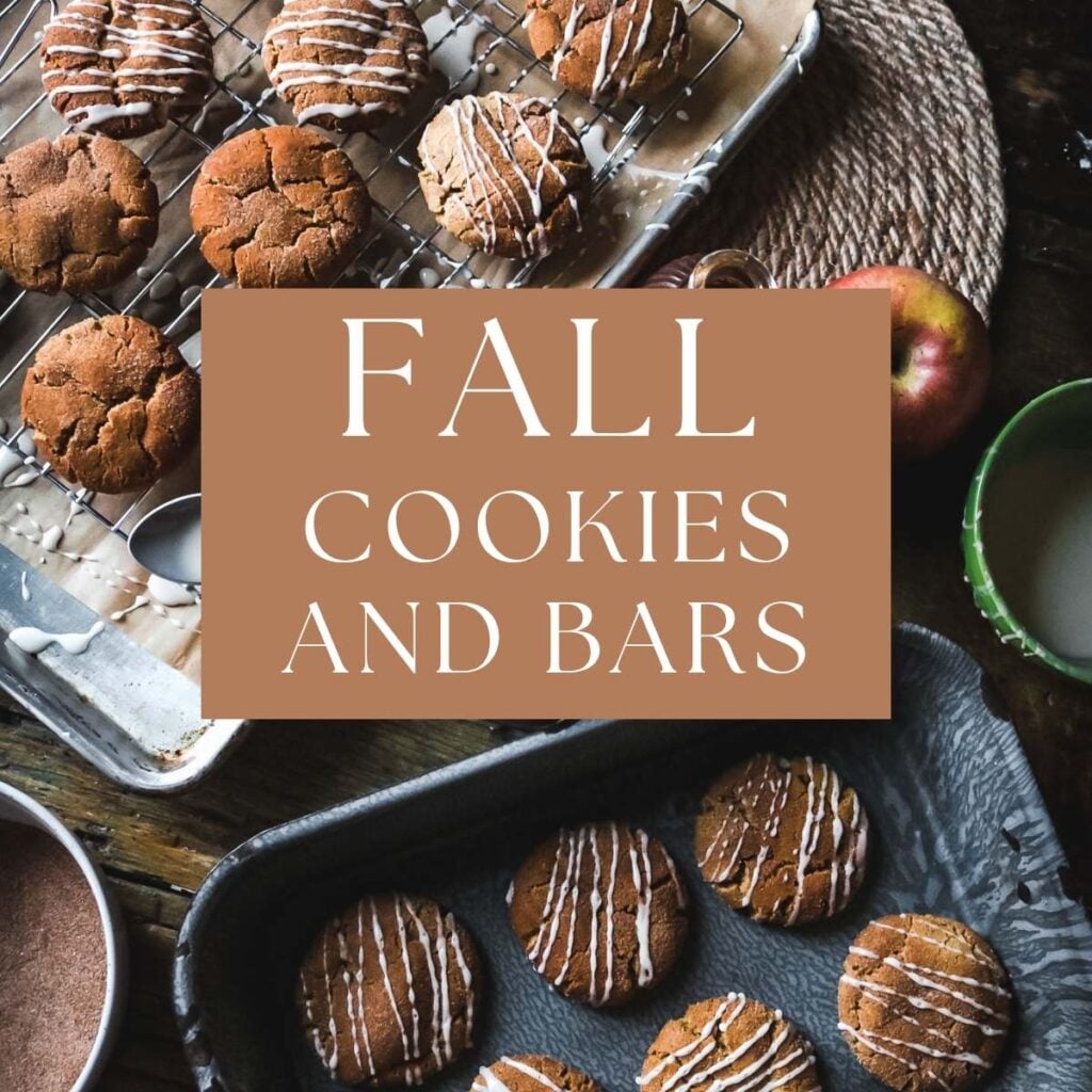 graphic for fall cookie recipes and blondie recipes.