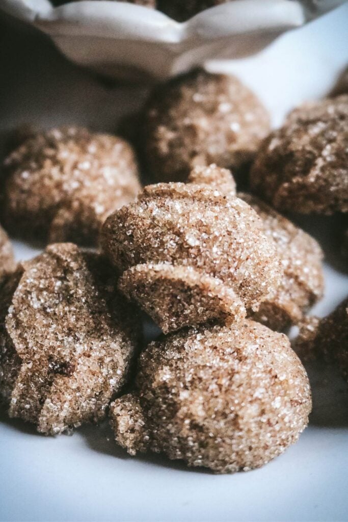 close up view of homemade brown sugar cinnamon sugar cubes made in an ornament shaped mold.